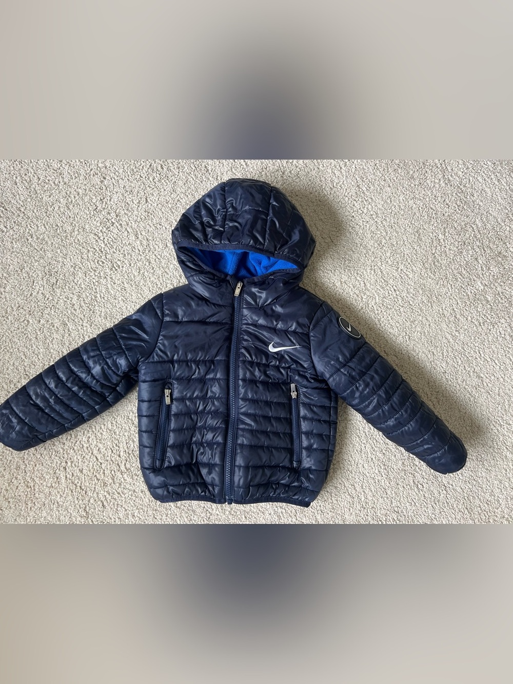 Nike Kids 2T Dark Blue Puffer Jacket Full Zip Hooded